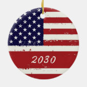 アメリカ国旗パーソナライズされたUSA セラミックオーナメント (裏面)