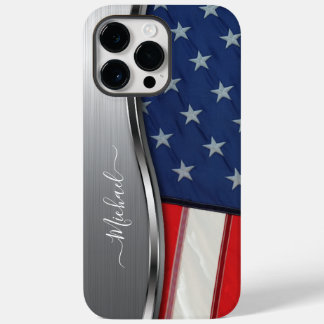 アメリカ国旗パーソナライズド フォーシルバー メタル スワール Case-Mate iPhone 14 PRO MAXケース