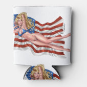 アメリカ国旗ビキニピンナップガールバイアルリオ 缶クーラー (正面)