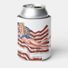 アメリカ国旗ビキニピンナップガールバイアルリオ 缶クーラー