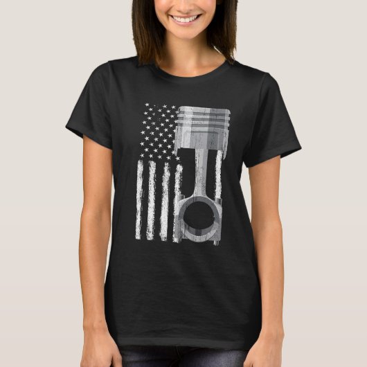 アメリカ国旗ピストン マッスルカー 2 Tシャツ (正面)