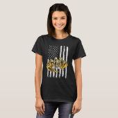 アメリカ国旗ピストン マッスルカー 3 Tシャツ (正面フル)