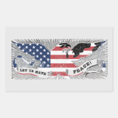 アメリカ国旗ピースイーグルアメリカ愛国芸術 長方形シール (正面)