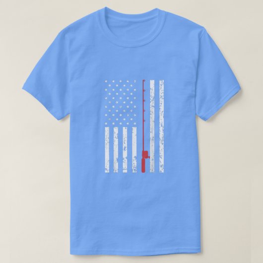 アメリカ国旗フィッシングヴィンテージ魚釣り69 Tシャツ (デザイン正面)