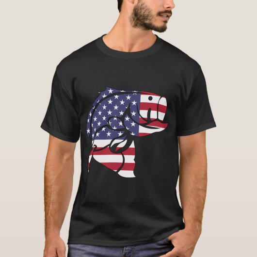 アメリカ国旗ブラックバス Tシャツ (正面)