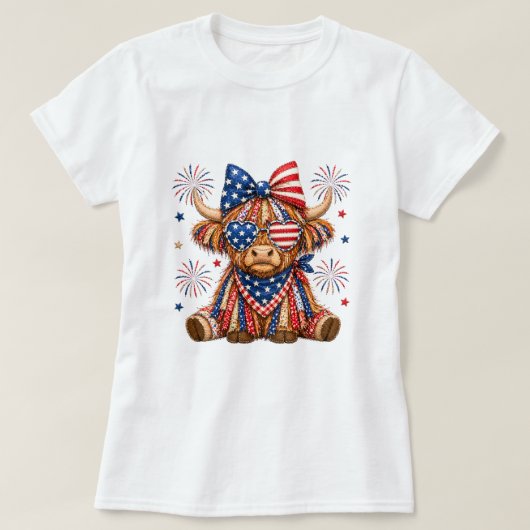 アメリカ国旗ブル婦人用Tシャツ Tシャツ (デザイン正面)