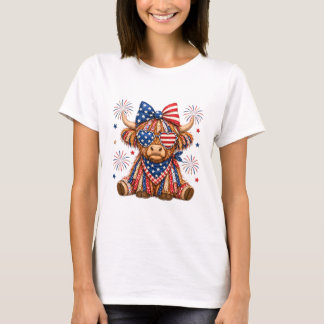 アメリカ国旗ブル婦人用Tシャツ Tシャツ