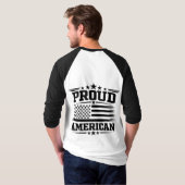 アメリカ国旗プリント 白色ラグランTシャツ Tシャツ (裏面フル)