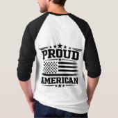 アメリカ国旗プリント 白色ラグランTシャツ Tシャツ (裏面)