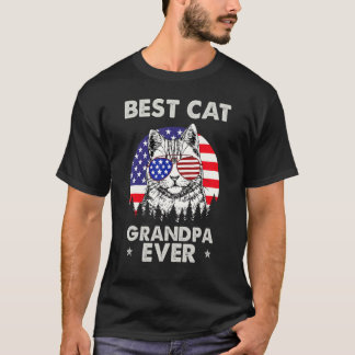 アメリカ国旗ベストキャットおじいちゃん4th Julyパ Tシャツ