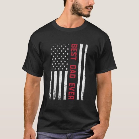 アメリカ国旗ベスト・ダッド・エバー米国独立記念日フェザースデー Tシャツ (正面)