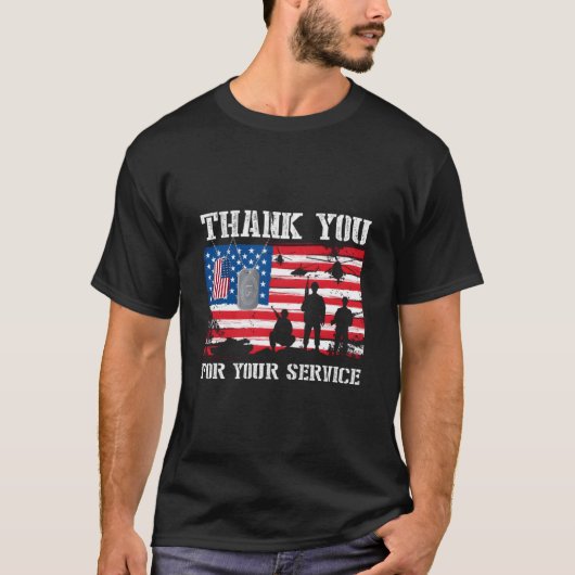 アメリカ国旗ベテランズデイ 感謝の気持ち  Tシャツ (正面)