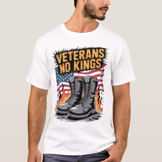 アメリカ国旗ベテランズ・ノー・キングス Tシャツ (正面)
