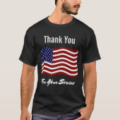 アメリカ国旗ベテランブラックのサンクユー Tシャツ (正面)