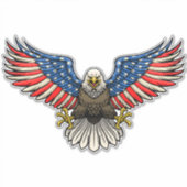 アメリカ国旗ペイントハクトウワシ愛国 シール (正面)