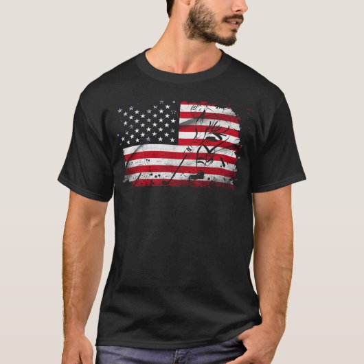 アメリカ国旗ホッケーアメリカ愛国心 Tシャツ (正面)