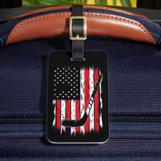 アメリカ国旗ホッケーレトロ スポーツ ラゲッジタグ (正面インサイチュ2)