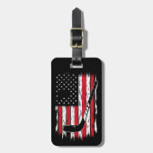 アメリカ国旗ホッケーレトロ スポーツ ラゲッジタグ (正面縦)