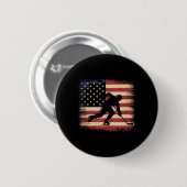 アメリカ国旗ホッケー 缶バッジ (正面&裏面)