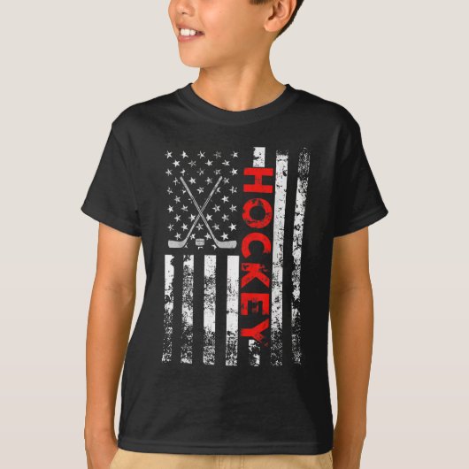 アメリカ国旗ホッケーUSA愛国的ギフト Tシャツ (正面)