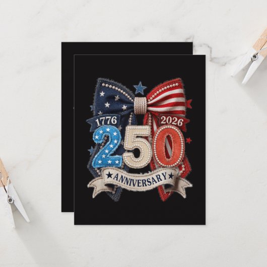 アメリカ国旗ボウ 250周年記念 愛国 招待状 (正面/裏面インサイチュ)