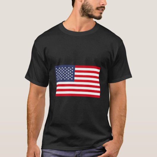 アメリカ国旗ポケットアメリカ国旗の愛国的なメンズキッズ Tシャツ (正面)
