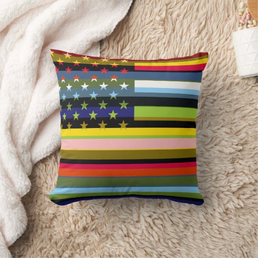 アメリカ国旗ポップ・アートのの芸術3 クッション (ブランケット)