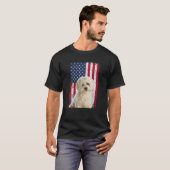 アメリカ国旗マルチーズ犬おもしろい恋人7月4日 Tシャツ (正面フル)