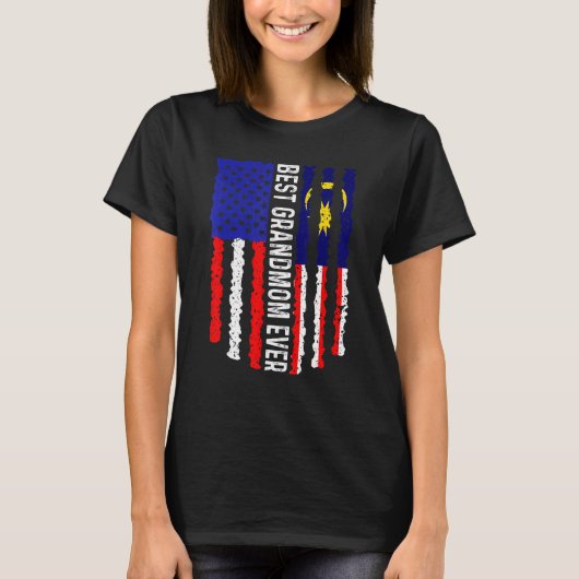 アメリカ国旗マレーシア最高の国旗グランママEver Fam Tシャツ (正面)