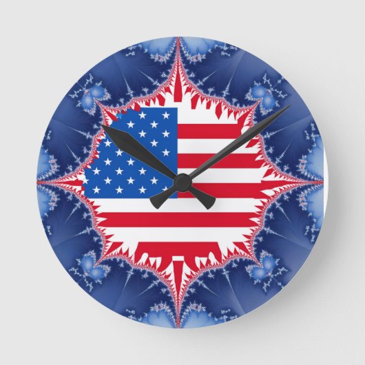 アメリカ国旗マンデルブロ ラウンド壁時計 (正面)