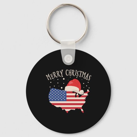 アメリカ国旗メリークリスマスデザイン キーホルダー (正面)