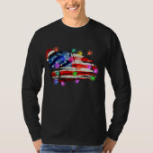 アメリカ国旗メリークリスマスライトクリスマスサンタ Tシャツ (正面)