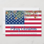 アメリカ国旗メリークリスマス軍隊愛国心 シーズンカード (正面)