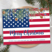 アメリカ国旗メリークリスマス軍隊愛国心 シーズンポストカード