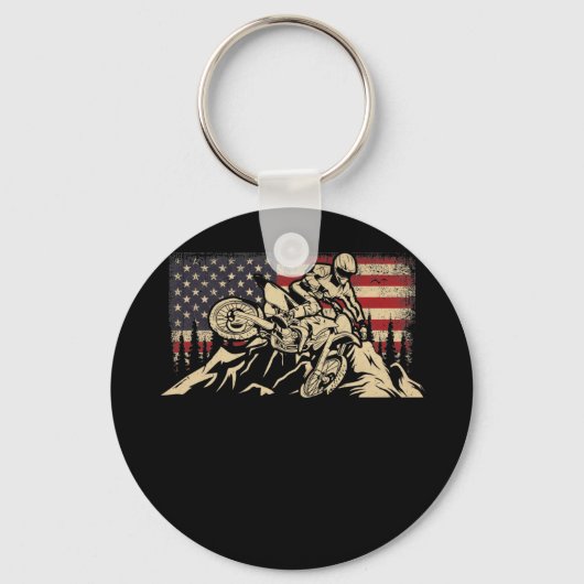 アメリカ国旗モトクロスモトクロスダートバイク キーホルダー (正面)