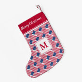 アメリカ国旗モノグラムカスタム文字 スモールクリスマスストッキング (裏面 (吊り時))