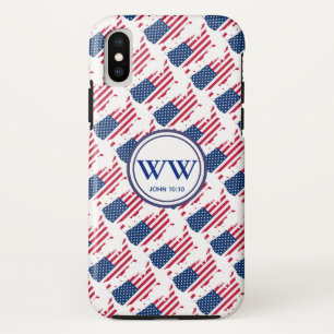 アメリカ国旗モノグラム豊かな生活クリスチャン iPhone XSケース