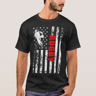 アメリカ国旗ラグビー愛国的ラグビー Tシャツ