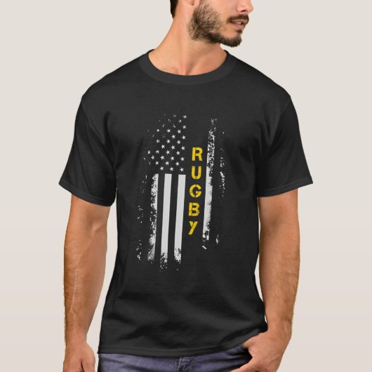 アメリカ国旗ラグビー米国旗ラグビー選手 Tシャツ (正面)