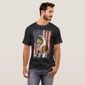 アメリカ国旗ラフ・コリー愛国国旗 Tシャツ (正面フル)
