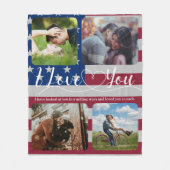アメリカ国旗ラブフォトコラージュ記念日バレンタイン フリースブランケット (正面)