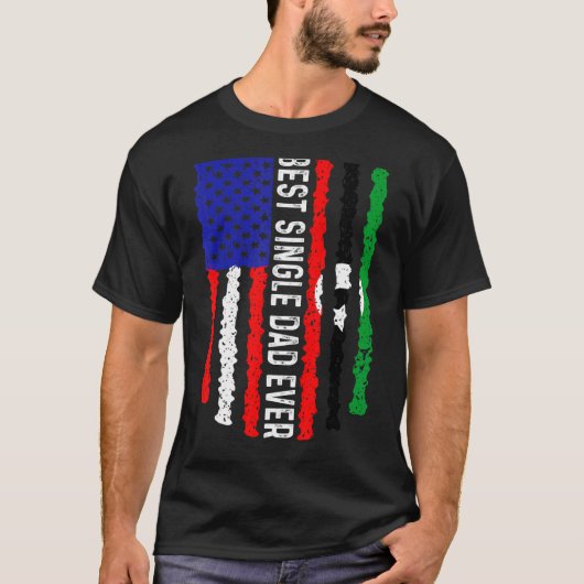 アメリカ国旗リビア最高の独身のパパエバーファミ Tシャツ (正面)