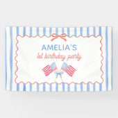 アメリカ国旗リボン女子 誕生日 横断幕 (横)
