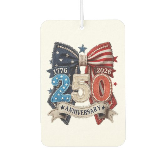 アメリカ国旗リボン 250周年記念 愛国  カーエアーフレッシュナー (正面)