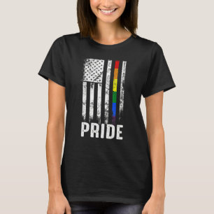 アメリカ国旗レインボーアメリカゲイLgbtプライドモン Tシャツ