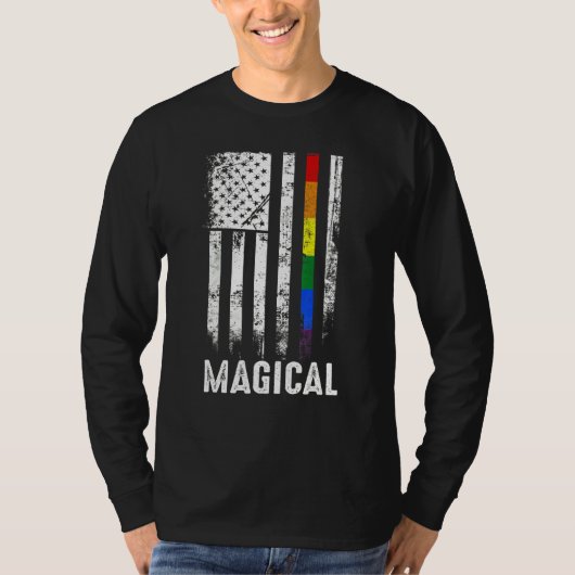 アメリカ国旗レインボーマジカルゲイLgbtプライド Tシャツ (正面)