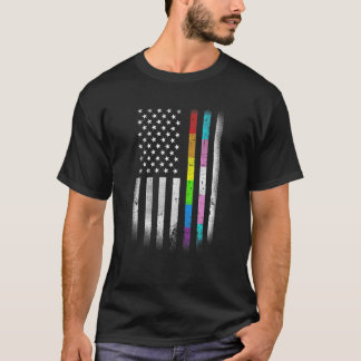 アメリカ国旗レインボー同性愛の権利LGBTQ Bise Tシャツ