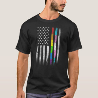 アメリカ国旗レインボー同性愛者権利LGBT LGBTQ Tシャツ