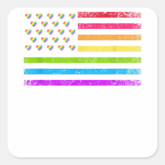 アメリカ国旗レインボーLGBTレズビアンゲイプライドコピー スクエアシール