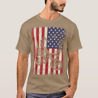 アメリカ国旗レトロヴィンテージダートバイクモトクロスビ Tシャツ